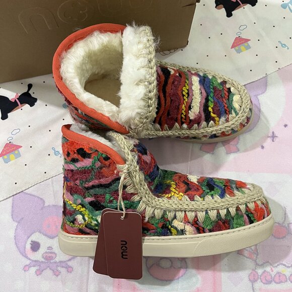 Mou Colorful Wool Yarn Snow Boots - Picture 8 of 9